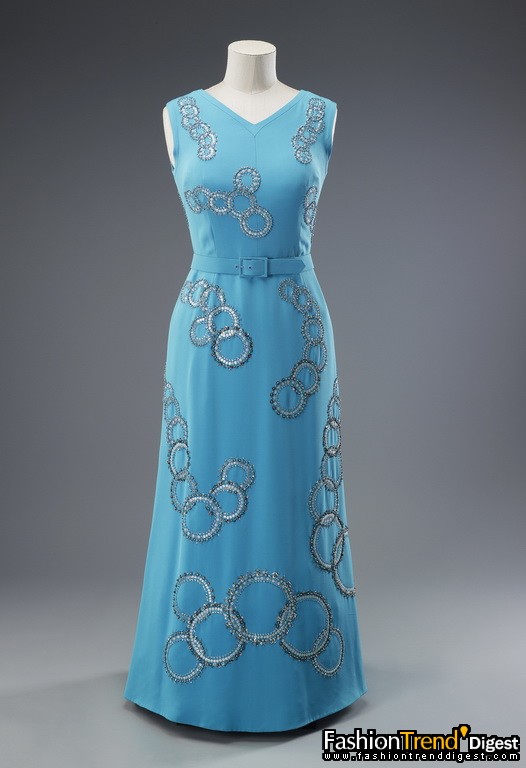 Evening dress worn during The Queen's tour of Canada, 1976 during the Montreal Olympics. 