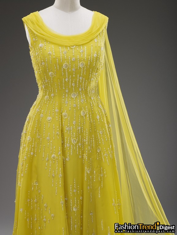 Evening dress worn during the visit to Barbados, 1985 